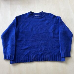 Vintage 90s Skyr Sweater Womens XXL Blue Crew Neck Raglan Knit Long Sleeve